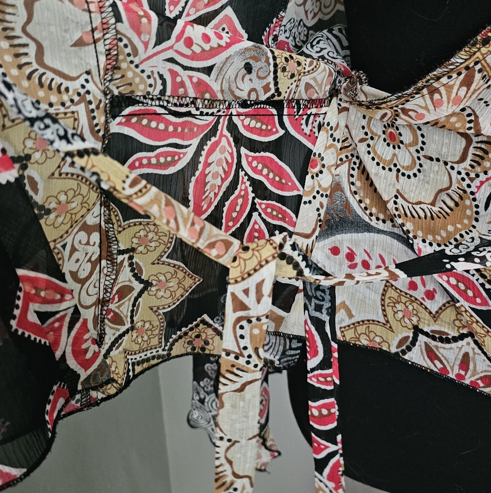 Rampage Y2K boho western sheer wrap blouse - Picture 7 of 8